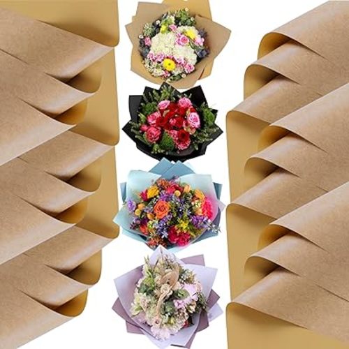 the florist Supply Shop by DecoWraps 20 Sheets Premium Flower Wrapping Paper | Waterproof Flower Wrapping Paper for Bouquets | Double Sided Floral Bouquet Sheets | DIY Gifts Colorblend Kraft Look