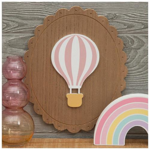 Hot Air Balloon Scalloped Wood Wall Decor