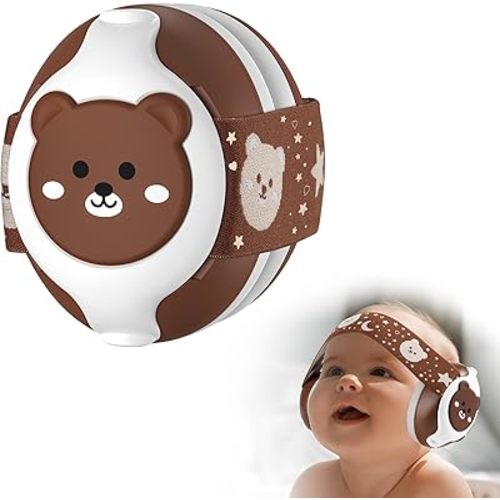 Baby Ear Protection,Bear Baby Headphones Noise Cancelling for Infant Hearing Protection Ages 0-36 Months with Adjustable Headband,25dB NRR Baby Earmuffs,Ideal Baby Travel Essentials for Sleep