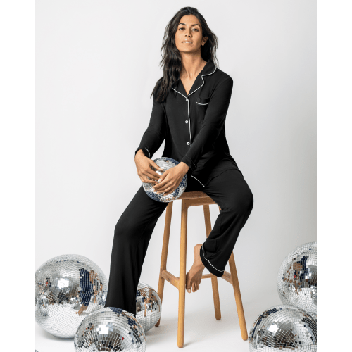 Clea Bamboo Long Sleeve Pajama Set | Black - Kindred Bravely