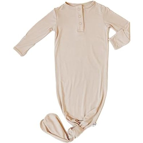 Knotted Gown Baby Newborn, Viscose derived from Bamboo, Infant Sleeper with Mittens, Baby Girl, Baby Boy,