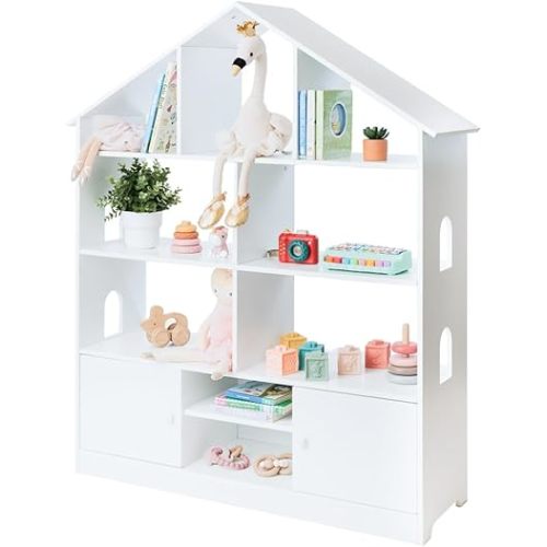 Kids Bookshelf - 4-Tier White Wooden Bookshelves for Kids, Toddler, Nursery, Children Bookcase for Playing Room, Ideal for Storage and Organizer, Bookshelf for Kids by Cal & Rye
