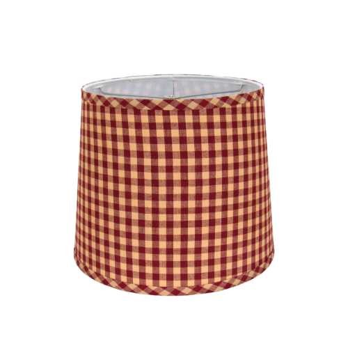 Red and Tan Gingham Drum Lampshade – Country Farmhouse Style with Spider Washer Fitter