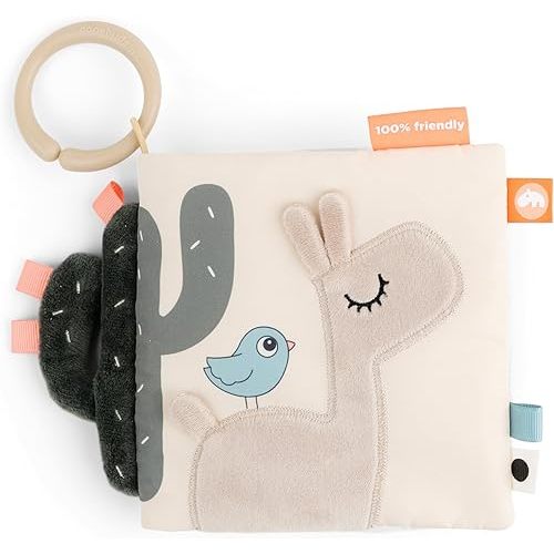 Done by Deer Activity Book for Babies – Lalee Soft Sensory Baby Book with Teether Mirror and Crinkle Sounds – Baby Toy for Tummy Time and Early Development – Beige, 7.7 x 5.7 inches
