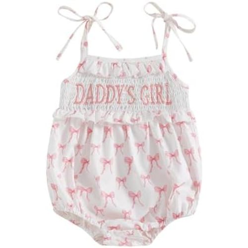Newborn Baby Girl Romper Bow Embroidery Letter Sleeveless Spaghetti Strap Pleated Jumpsuit Bodysuit Summer Clothes