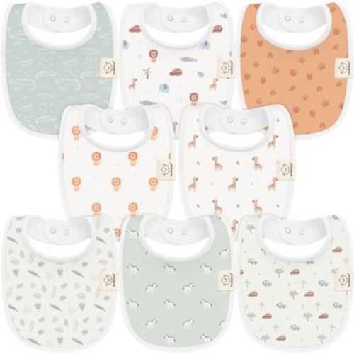 KeaBabies 8pk Organic Baby Bibs for Boy, Baby Drool Bib for Toddler Boys, Girls, Newborn Baby Teething Bibs (Wilderness)