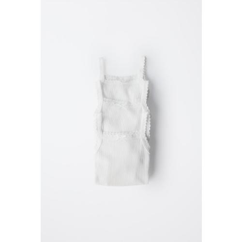 THREE-PACK OF RIBBED STRAP BODYSUITS - Oyster-white | ZARA United States