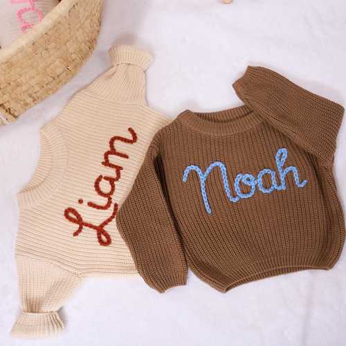 Custom Baby Sweaters Embroidered Name Baby Sweater, Newborn Knit Baby Name Sweater, Baby Shower Gift, Baby Birthday Gift, Christmas Gifts,