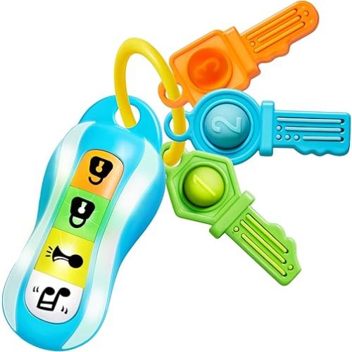 JOYIN Baby Car Keys Teether - Toddlers Sensory Learning Toy w/Music & Lights - Musical Toys for Travel - Birthday Gifts for Baby Age 10+ Months