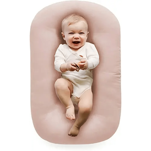 Vicorise 100% Cotton Baby Lounger for Newborn,Baby Play Mat,Tummy Time Mat with Cover for 0-24 Months Newborn Baby,Washable Play Gym Mats for Home Travel-Pink