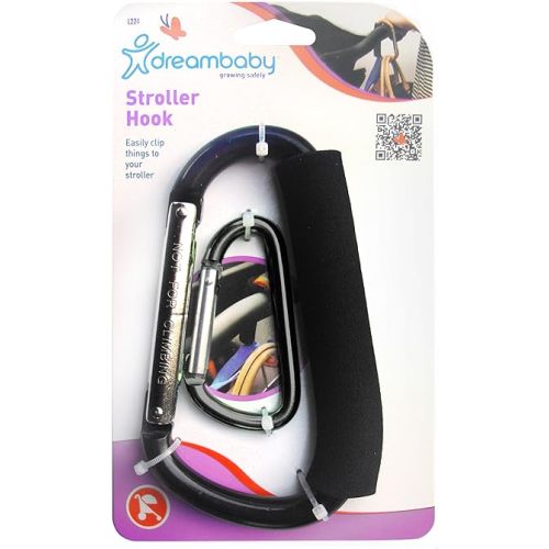 Dreambaby Stroller Carabiner Hook - 2Pack - Stroller Clip Organizer for Purse Shipping Grocery Bag