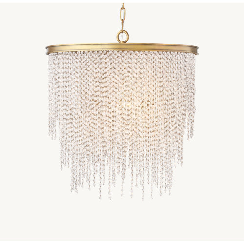 Athena Crystal Medium Pendant - Antiqued Brass/Clear | RH Baby & Child
