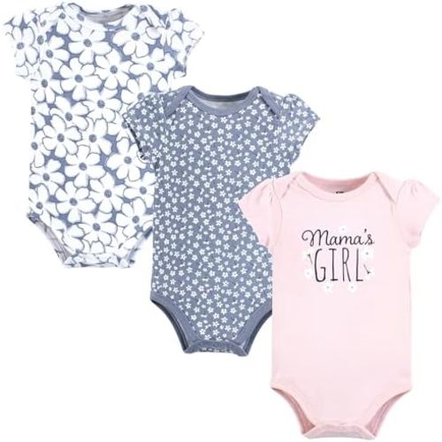 Hudson Baby baby-girls Cotton Bodysuits 3-pack