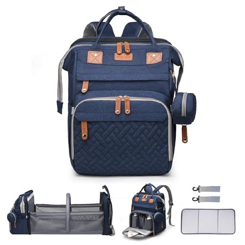 Diaper Bag Backpack Diaper Bag Multifunctional Waterproof Diaper Bag with Changing Station Travel Backpack with Changing Pad, Pacifier Case & Stroller Straps(Blue)