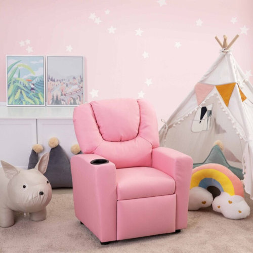 Isabelle & Max™ Roomy Kids' Recliner Chair with Cup Holder, Toddler Recliner With Push-Back Design, and Adjustable Footrest & Reviews | Wayfair