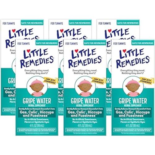 Little Remedies Gripe Water for Babies, Colic and Baby Gas Relief for Newborns, 4 Fl Oz, 6 Pack