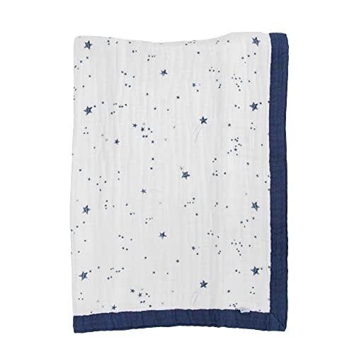 Little Unicorn Shooting Stars Cotton Muslin Quilt Receiving Blanket | 100% Cotton | Super Soft | Babies and Toddlers | 30” x 40” | Machine Washable