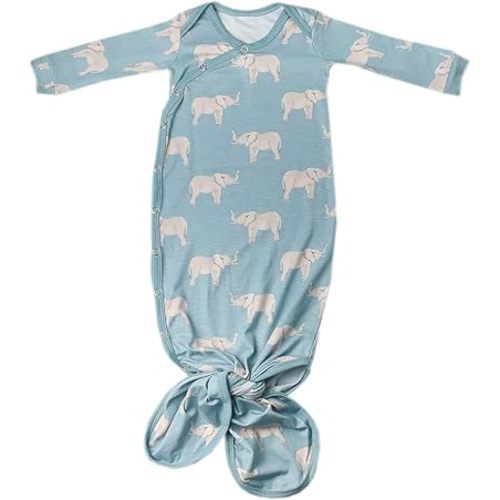 Copper Pearl Baby Gown - Knotted Newborn Sleepers for Baby Boy and Girl, Soft Stretchy Long Sleeve Infant Gowns with Bottom Tie and Hand Mittens, Perfect Hospital Coming Home Outfit (Peanut)