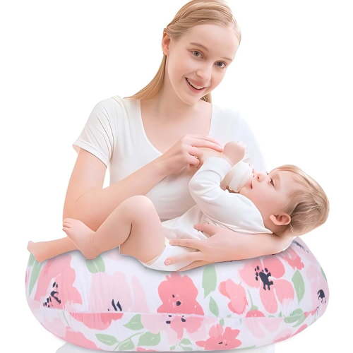 Grape Tummy Time Pillow, Breathable Breastfeeding Support Pillow,Baby lounger pillow for Bottle Feeding,Removable Cover,Sitting Support,Dahlia（included 1 Pillow insert）
