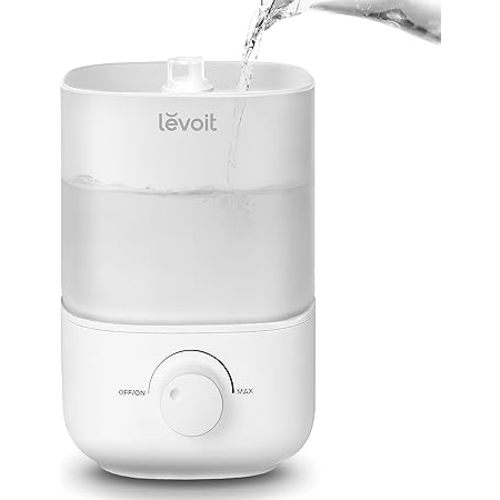 LEVOIT Top Fill Humidifiers for Bedroom, 2.5L Tank for Large Room, Easy to Fill & Clean, 28dB Quiet Cool Mist Air Humidifier for Home Baby Nursery & Plants, Auto Shut-off and BPA-Free for Safety, 25H