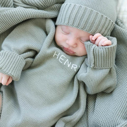 Personalized Knit Sweater Bubble Romper | Smoke