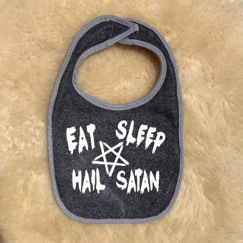 Eat Sleep Hail Satan Baby Bib by 101 Damnations Shop