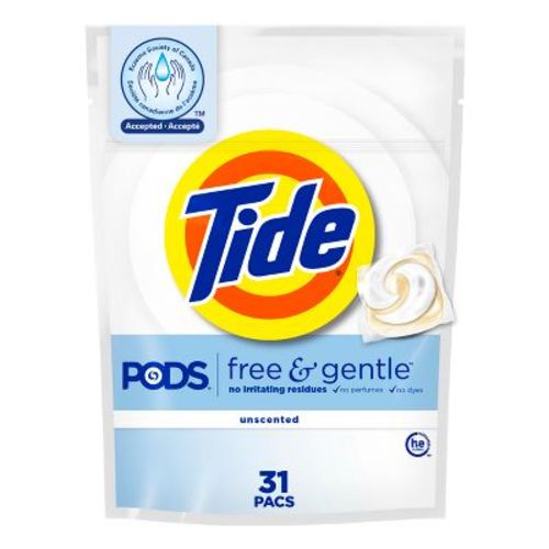 Tide Pods HE Compatible Laundry Detergent Pacs - Free & Gentle - 24oz/31ct