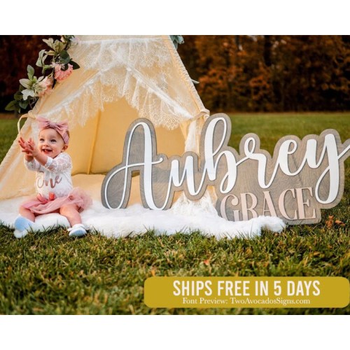 Large wood name sign, nursery name sign, boho nursery sign , above crib cut out, layered baby name sign, baby shower backdrop, birthday sign