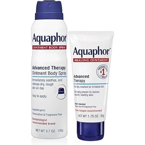 Aquaphor Skin Care Set, Advanced Therapy Healing Ointment (1.75 Oz) + Advanced Therapy Ointment Body Spray (3.7 Oz), Hypoallergenic and Fragrance Free Body Moisturizer for Dry Skin