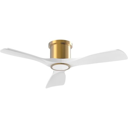 Ceiling Fan with Light and Remote, Indoor 3 Blade White Gold