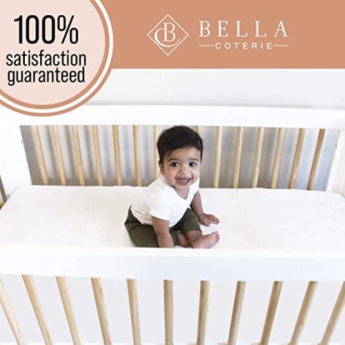 BELLA COTERIE Luxury Bamboo Crib Sheet | Organically Grown | Ultra Soft | Cooling for Better Sleep | Deep Pocket Fitted Sheet for Crib & Toddler Mattress | Viscose Made from Bamboo [White]