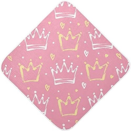 Caikeny Baby Towel Crowns Princess Baby Hooded Towel Doodle Soft Cotton Bath Towels for Baby Newborns Hooded Towel for Boys Girls Infants Toddlers 35x35 Inch