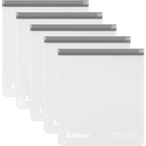 Lerine Reusable 2 Gallon Freezer Bags Dishwasher Safe Capacity 13"x15.6", Leakproof BPA Free Reusable Freezer Bags 2 Gallon, Food Storage Bags for Marinate Meats, Vegetables, Home Organization