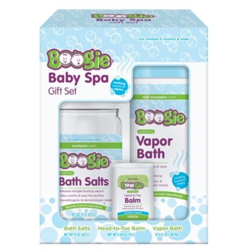 Boogie Baby Spa Set with Bubbling Vapor Bath, Soothing Bath Salts, and Soothing Head-to-Toe Balm Stick, with Naturally Derived Ingredients