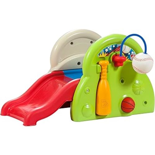 Step2 Sport-Tastic Activity Center, Kids Playhouse, Indoor/Outdoor Playset & Slide, Play Gym Includes Bat & Balls, Made of Durable Plastic, For Toddlers 1+ Years Old