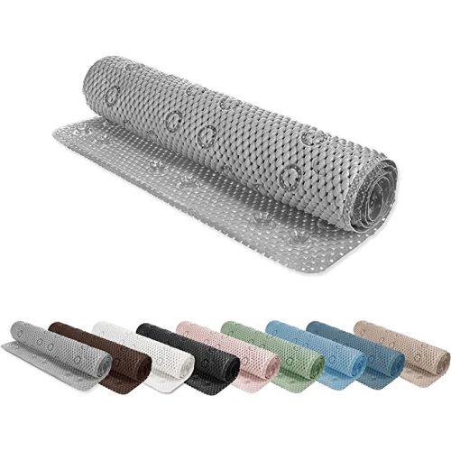 SC TECH Bath Mats for Bathtub Non Slip Suction Cups Shower Mat Non Slip Adult & Kids Bathroom Bathtub Mat Non Slip 35x16 Non Slip Bathtub Mat PVC Bath Mat for Tub Drain Hole Bathroom Mat (Grey)