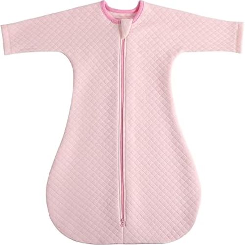 Easy Transition Baby Sleep Sack with Sleeves Soft Cotton Warm 0-6 Months 1.5 Tog, Sleeping Sack Soft Comfortable Wearable Blanket 2-Way Zipper, Sleeping Bag Sleepsack Unisex Newborn Babies Girl Boy