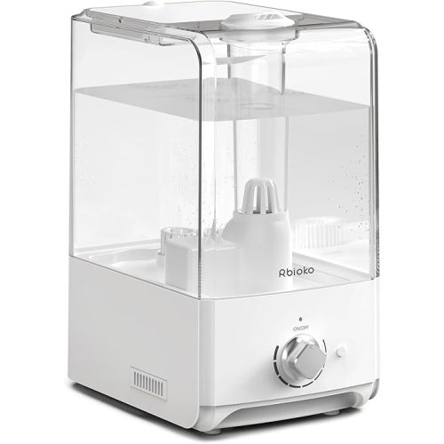 Rbioko Humidifiers for Bedroom Large Room, Top Fill 6.5L Cool Mist Humidifier, 45H Runtime, 28dB Quiet Ultrasonic Air Humidifier for Home, Whole House, Baby Nursery, Night Light (White)