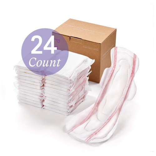 PurComfy Premium Postpartum Pads with Wings Extra Long Maternity Pads Large Maximum Absorbency Post-partum Incontinence Pads Ultra Soft Heavy Flow Secure Leak Protection After Birth Pads, 24 Count