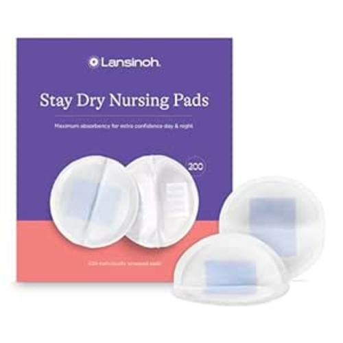 Lansinoh Stay Dry Disposable Nursing Pads, Soft and Super Absorbent Breast Pads, Breastfeeding Essentials for Moms, 200 Count - 200 Count (Pack of 1)