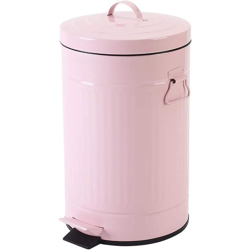 Pink Trash Can with Lid, Pink Bathroom Bedroom Waste Basket Soft Close, Small Pink Garbage Can, Retro Vintage Home Office Trash Can, 12 Liter/3 Gallon, Glossy Pink