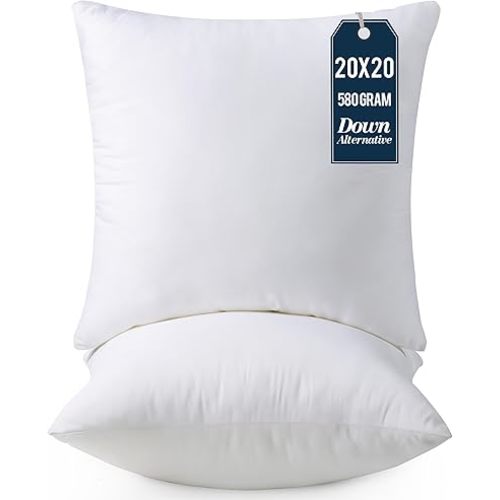 Utopia Bedding Throw Pillows Insert (Pack of 2, White) - 20 x 20 Inches Bed and Couch Pillows - Indoor Decorative Pillow