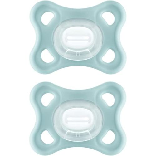 MAM Comfort Baby Pacifiers, Lightweight One-Piece Full Silicone Binky for Newborns 3-12 Months, BPA-Free, Easy to Clean Pacifier, Best for Breastfed Babies, with Sterilizer Case, 2 Count Binkies