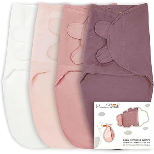 Mama Cheetah Baby Swaddle Sack, Organic Cotton Swaddle Blanket, Adjustable Swaddle Sleep Sacks, Easy Swaddles for Boy Girl 0-3 Month, Baby Essentials, 4-Pack