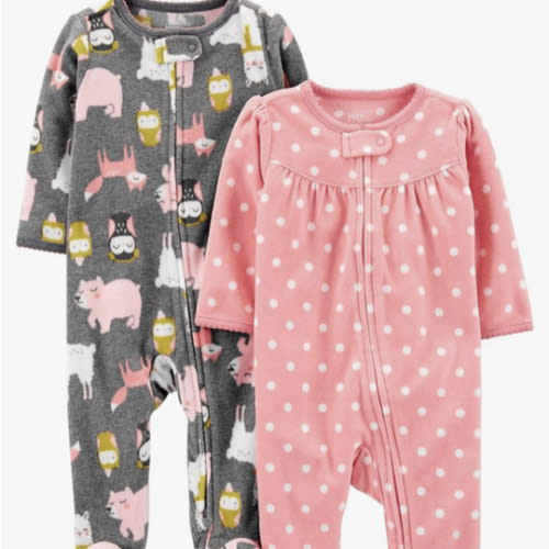 Simple Joys by Carter's Baby Girls' Fleece Footed Sleep and Play, Pack of 2