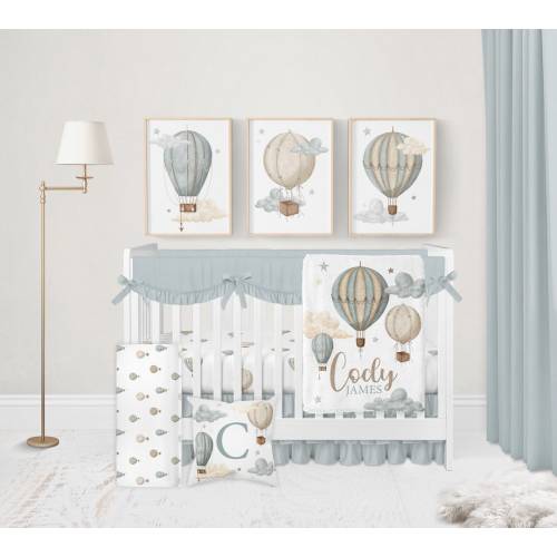 Hot Air Balloon Crib Bedding Set Boy, Baby Boy Bedding, Hot Air Balloon Nursery Decor, Neutral Baby Bedding Crib Sets Boy, Adventure Nursery