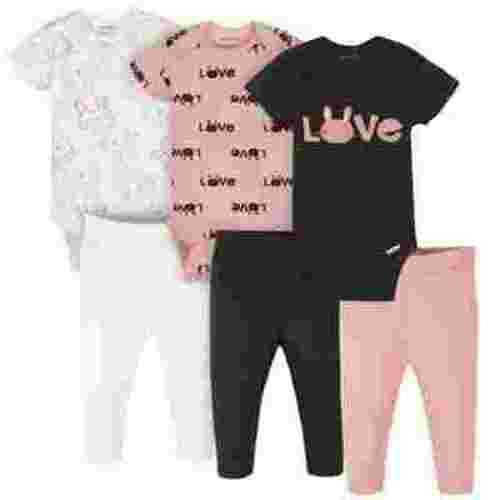 Onesies Brand Baby Girl Bodysuit & Pants Set, 6 Piece Outfit Set, Sizes Newborn - 12 Months