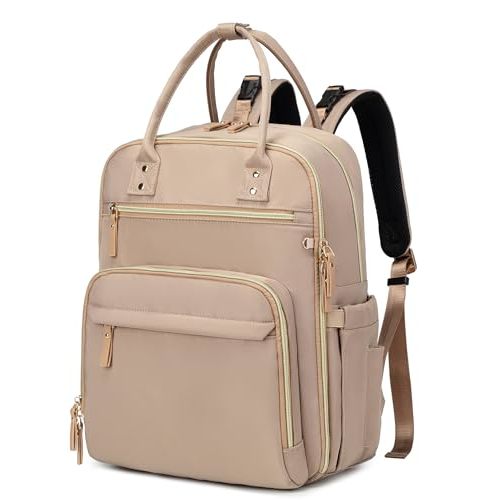 LORADI 18 Pockets Large Diaper Bag Backpack with Waterproof Pockets and Stroller Buckle, Convertible Baby Bag (Mocha Mousse, Large)
