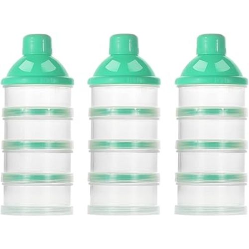 Accmor Formula Dispenser On The Go, 4 Compartments Stackable Formula Container for Travel, Baby Milk Powder Kids Snack Container, BPA Free