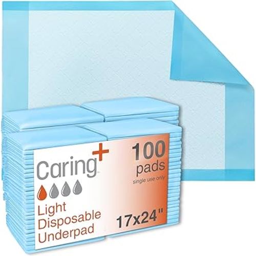 Amazon.com: Caring Disposable Underpads, Pet Pee Pads for Potty Training, Light Absorbency, 17 x 24 in, 100-Pack : Pet Supplies